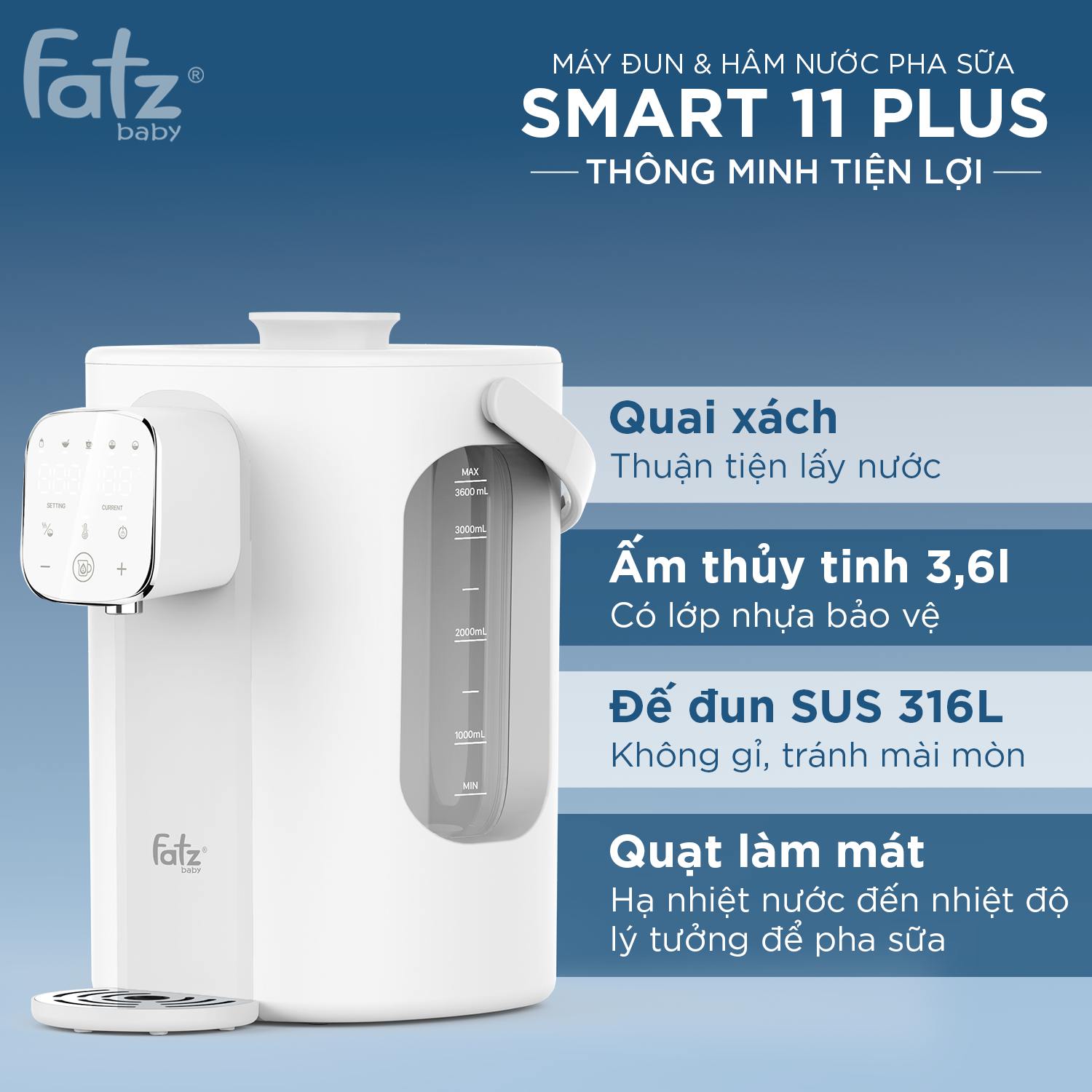 máy đun và hâm nước pha sữa thông minh tiện lợi smart 11 plus