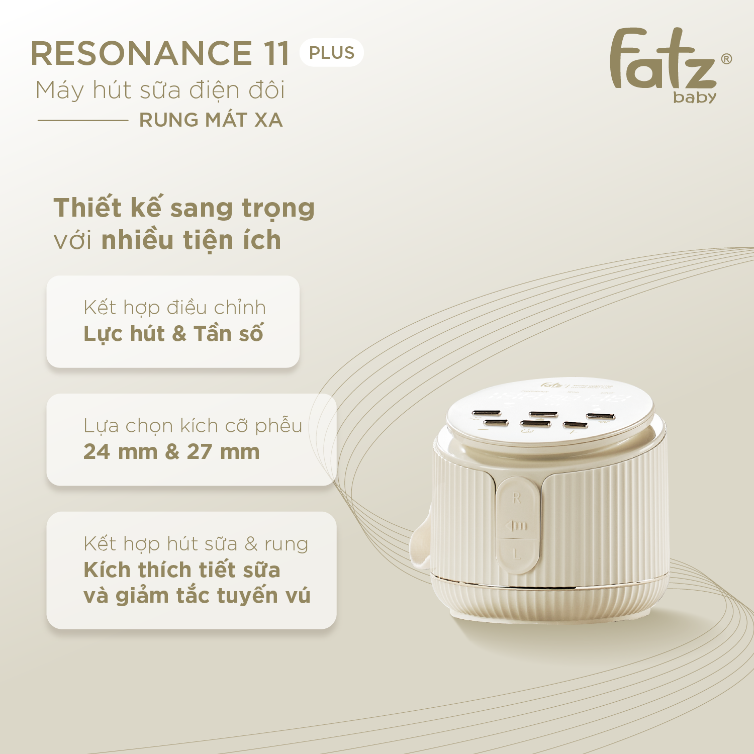 máy hút sữa điện đôi rung mát xa resonance 11 plus