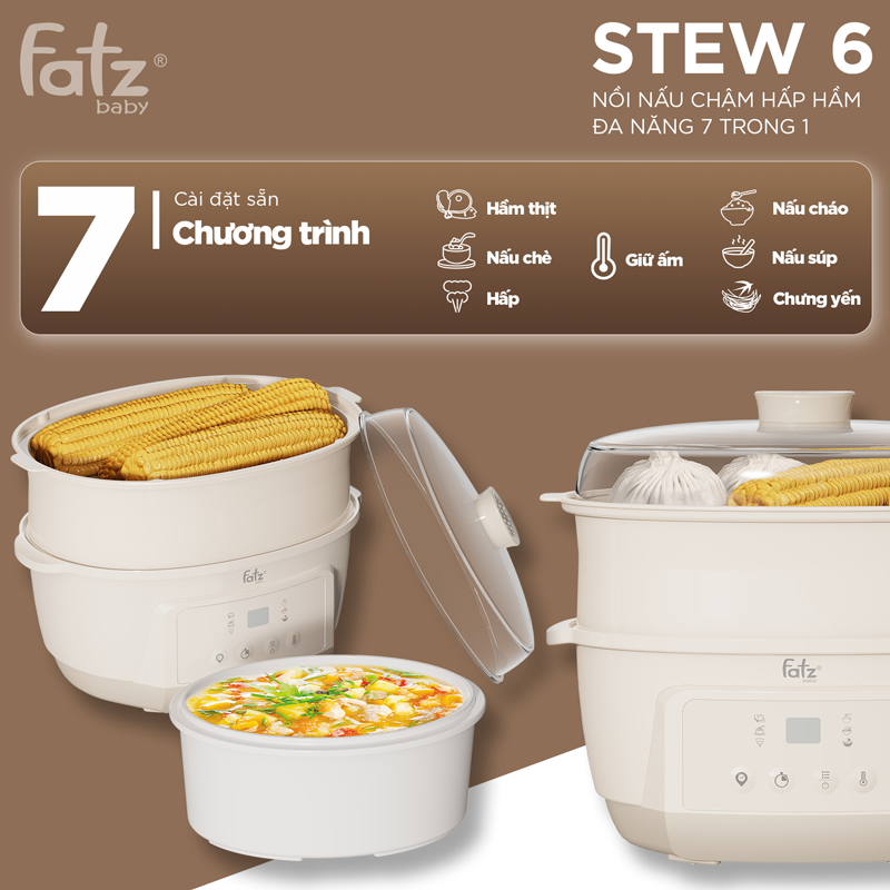 nồi nấu chậm hấp hầm đa năng 7 trong 1 stew 6