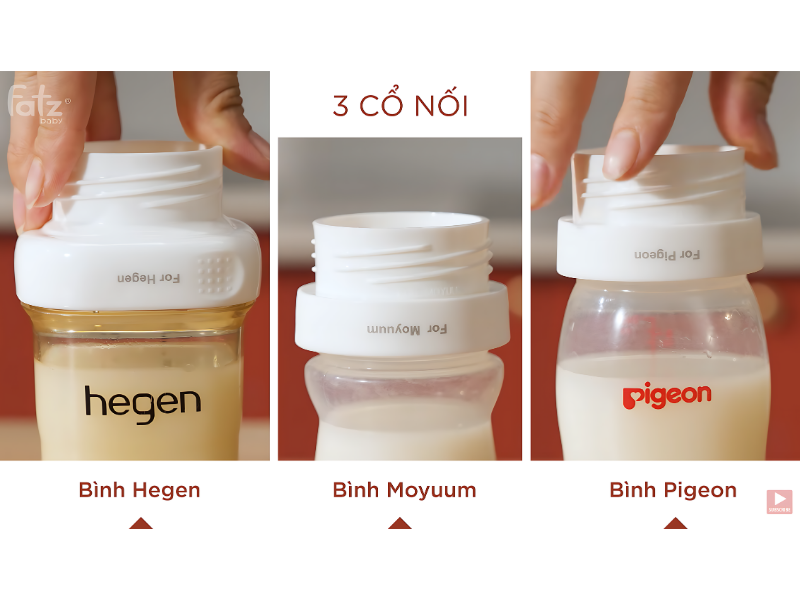 Hình ảnh minh họa lợi ích sử dụng máy hâm sữa di động Ready Pro thiết kế nhỏ gọn, kèm 3 cổ nối bình Hegen, Moyuum, Pigeon